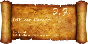 Dérer Ferenc névjegykártya